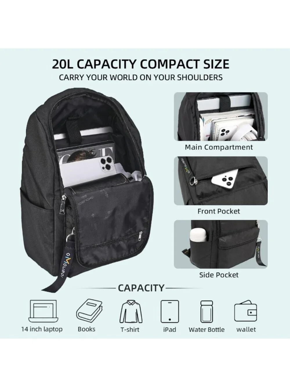 Stylish Casual Daypack Backpack for 14